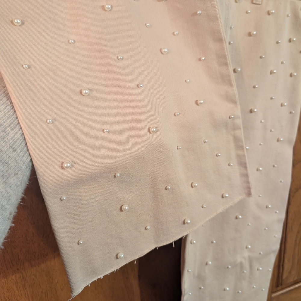 ANTONIO MELANI Cream Pants with Pearl Accents - Picture 2 of 4
